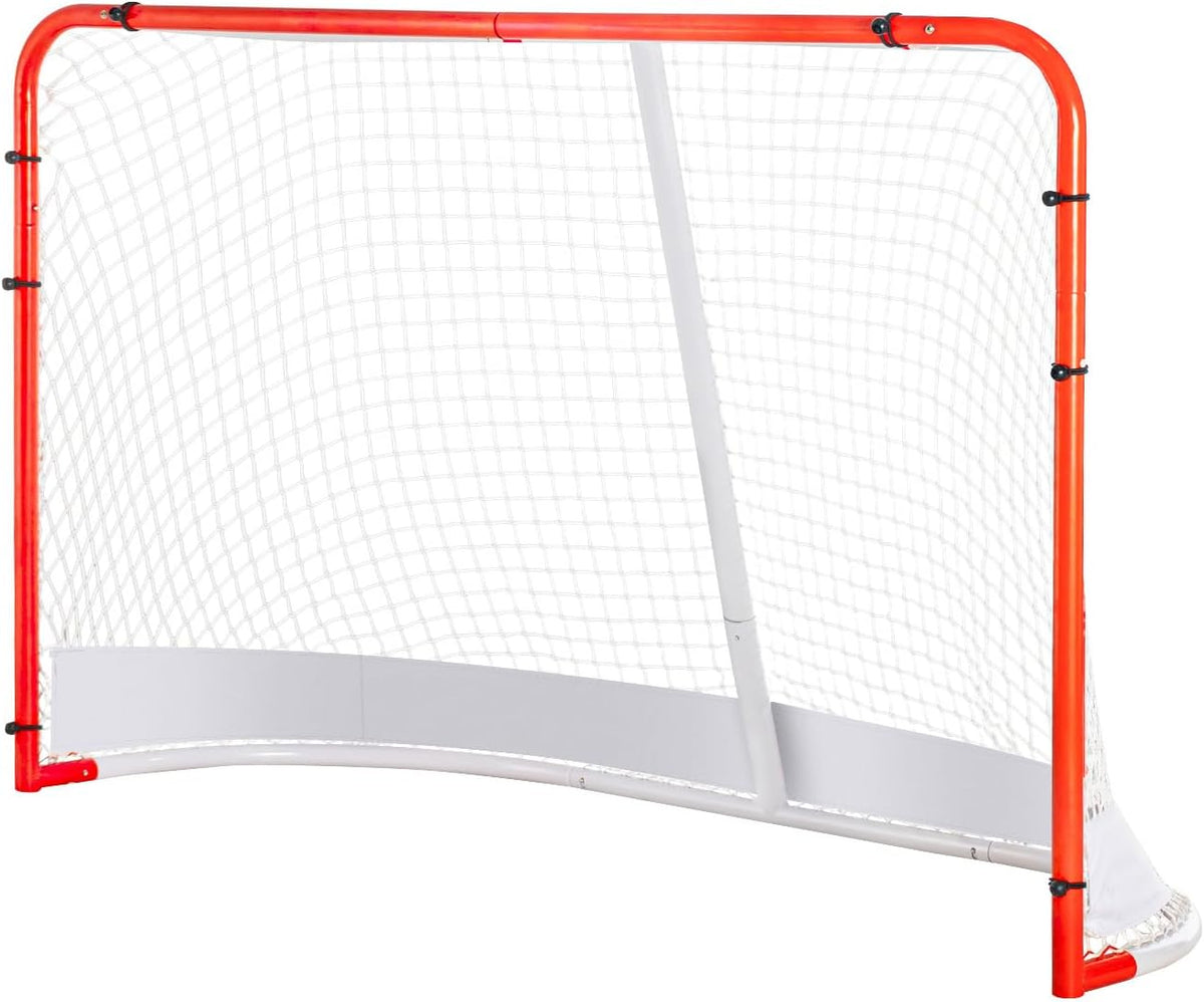 Happybuy Street Hockey Net, Indoor/Outdoor Steel Goal, 72" x 48" Portable Training Set, Easy Assembly, Official Regulation Size, White/Red