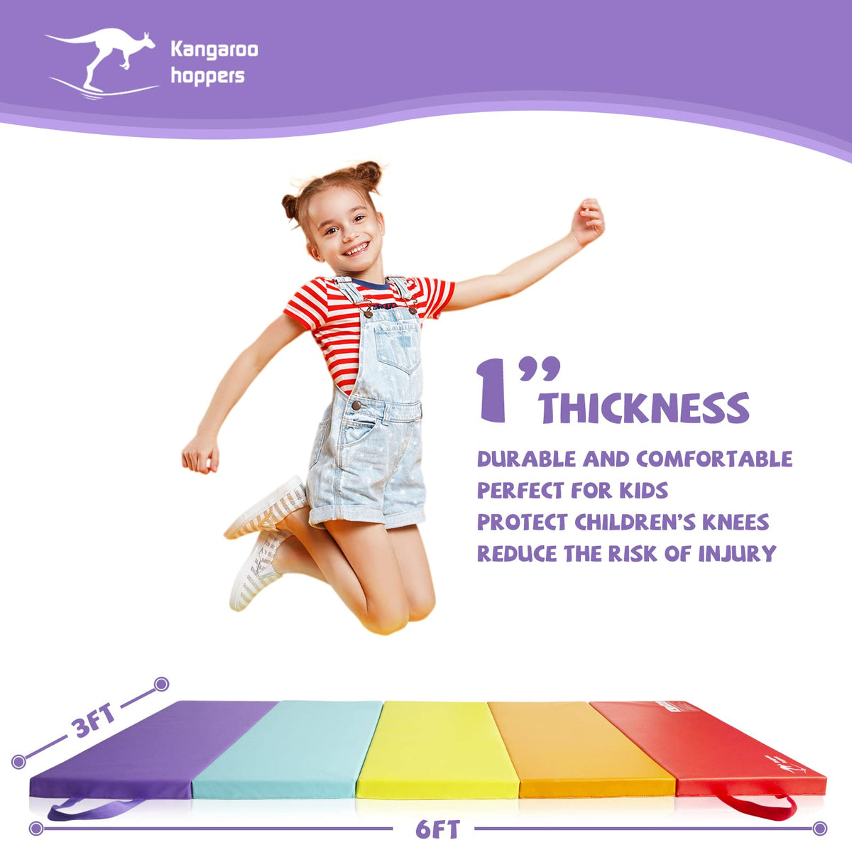 Kangaroo Hoppers Gymnastics Tumbling Mats Foldable Gym Tumble Mat for Kids