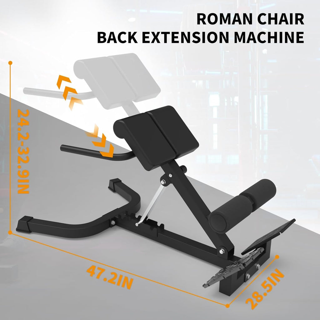 Garvee Adjustable Home Roman Chair, Multi-Angle Back Extension Bench, Abdominal Core Training Board with Foldable Anti-Slip Base