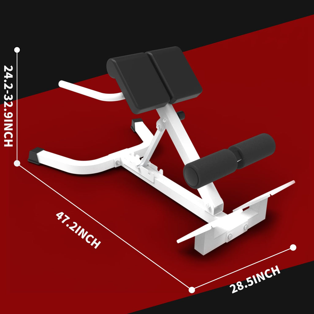 Dual Adjustable Roman Chair Back Extension Bench, 330Lbs Weight Capacity, Adjustable Back Exercise Machine for Core Strength and Back Pain Relief for Home Gym