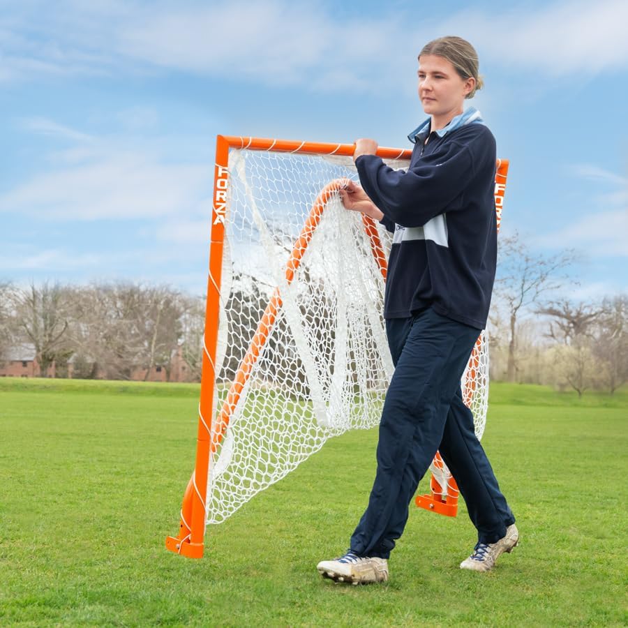 FORZA Folding Lacrosse Goal | Portable Steel Frame with Training Net â Weatherproof & Freestanding with Easy Fold for Storage â for Indoor and Outdoor Use