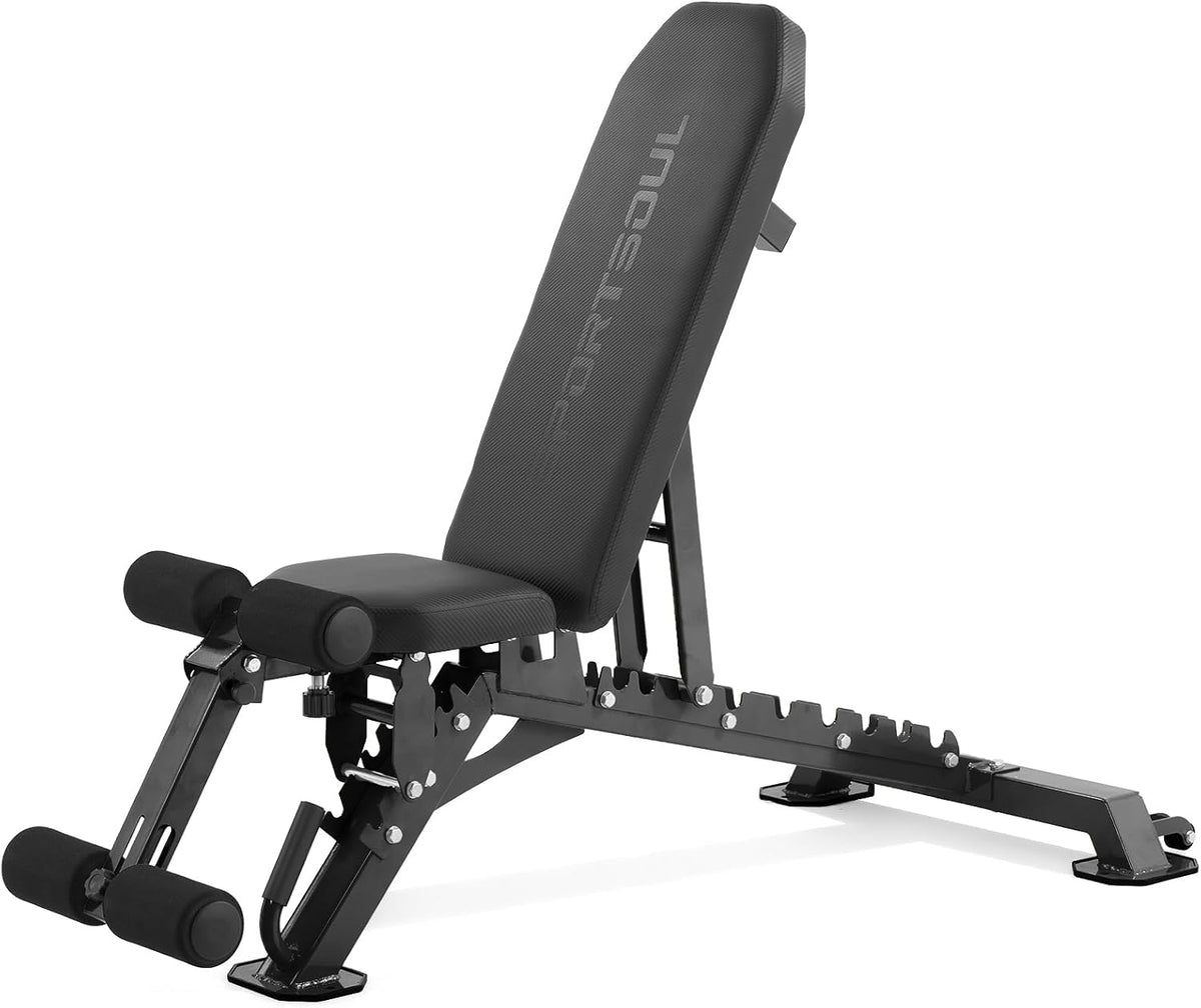SPORTSOUL 1300LB Weight Bench, 50 Adjustable Positions FID Workout Bench