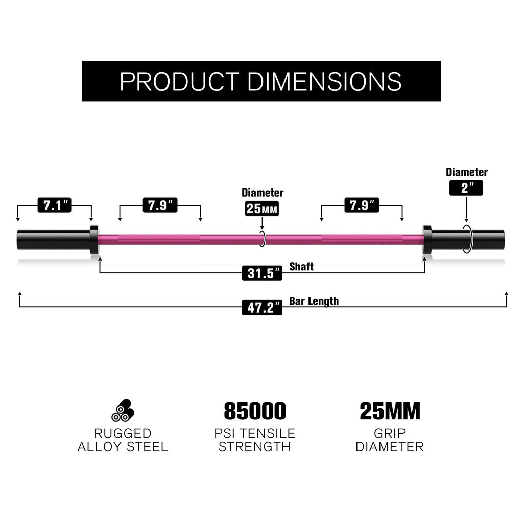 RITFIT Olympic Barbell 4ft/6ft - 2 Inch Weight Bar for Strength Training, Weightlifting, Squat, Deadlift, Bench Press, Curl, Overhead Press - 350lbs/500lbs Capacity