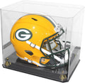 Pro Collector's Football Helmet Display Case Stand aslo fits Full Size Baseball, Ice Hockey, Motorcycle Helmets, One-Piece-Cover for Better Seal, Showcase with 98% UV Protection