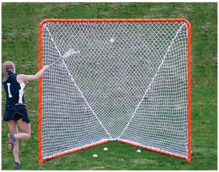 EZGoal 2â Professional folding 6' x 6' lacrosse Metal Goal with a Pro LAX Rocket Throwback Rebounder Trainer to Practice Your Passes and Catches, Orange, 6 x 6-Feet (87615)
