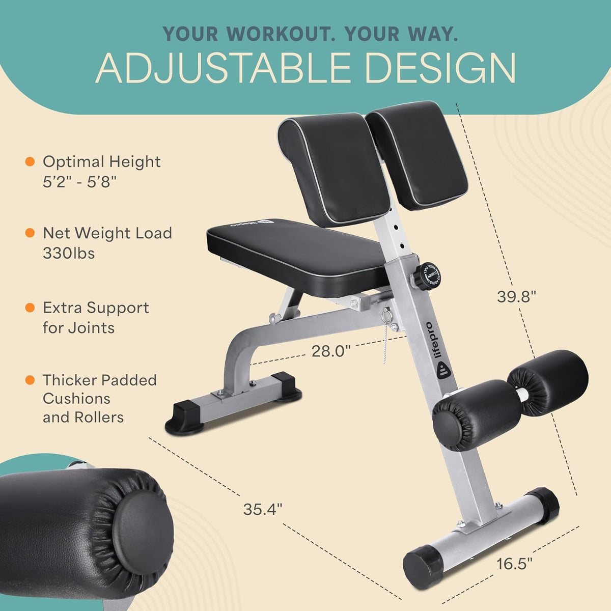 Lifepro SculptTrainer Roman Chair â 20+ Exercises, Foldable, 330 lb Cap