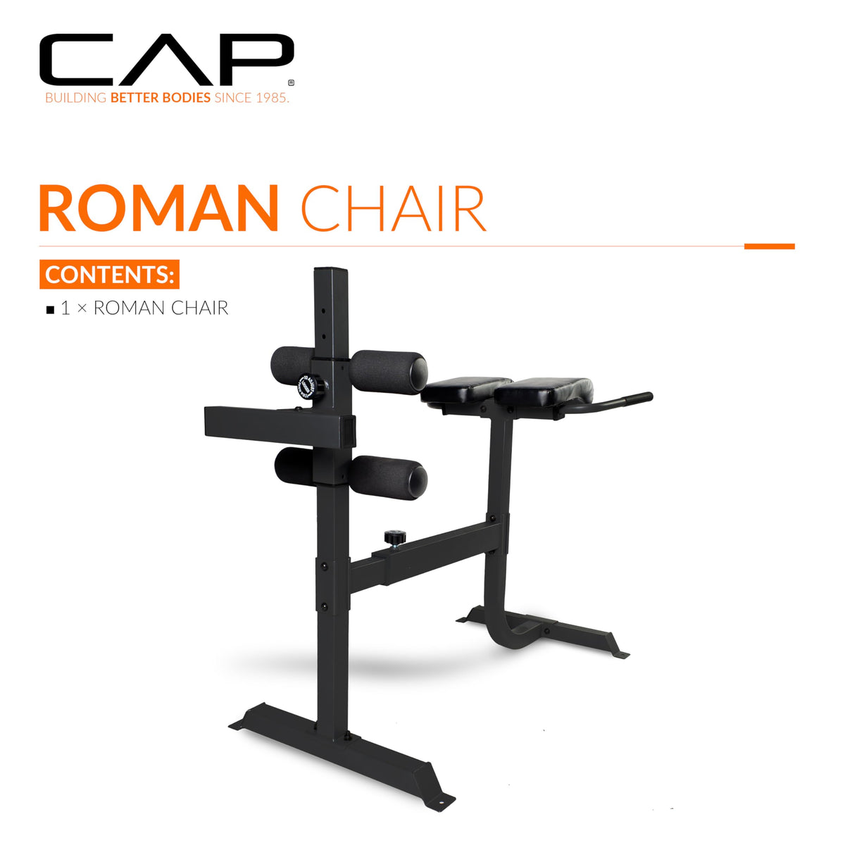 Cap Strength Roman Chair â Adjustable Back Extension Bench for Core & Glute Workouts, Heavy-Duty 300 LB Capacity - Black and Gray Options