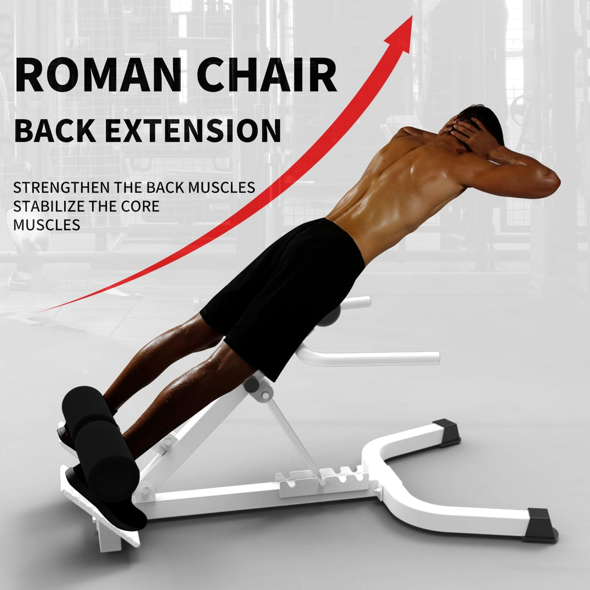 Garvee Adjustable Home Roman Chair, Multi-Angle Back Extension Bench, Abdominal Core Training Board with Foldable Anti-Slip Base