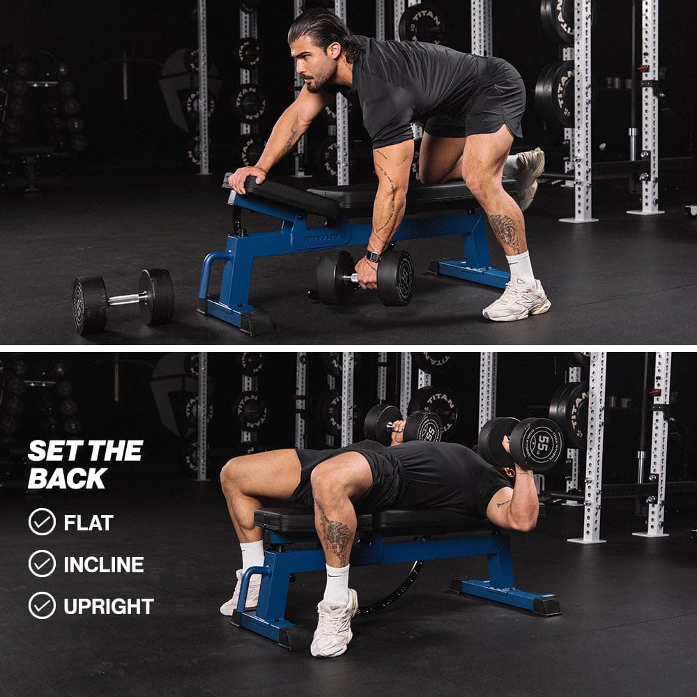 Titan Fitness Performance Series Adjustable Bench, Supports 650 LB Incline, Versatile Utility Bench for Home Gym Weightlifting, Strength Training, Flat, Incline, Upright Positions