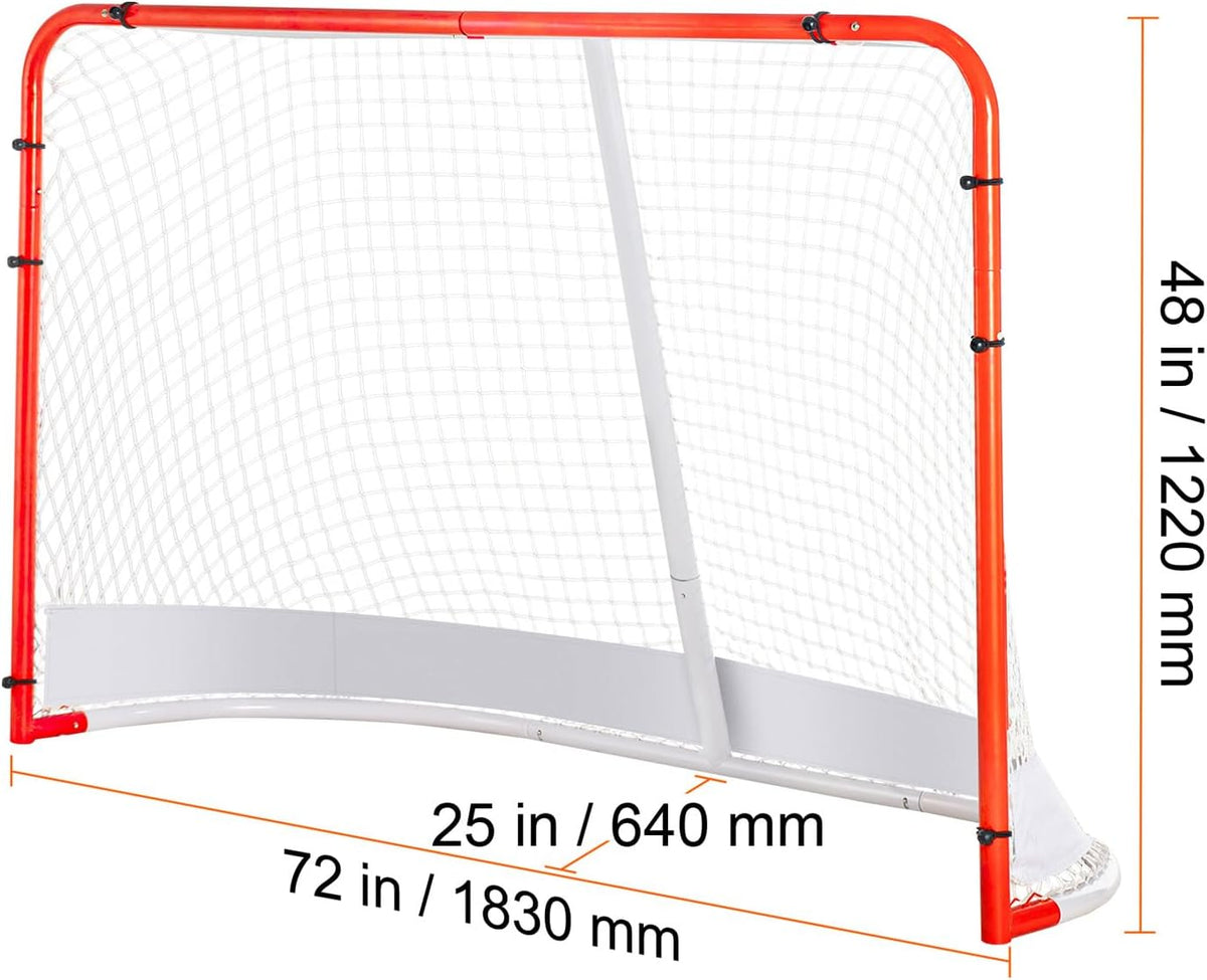 Happybuy Street Hockey Net, Indoor/Outdoor Steel Goal, 72" x 48" Portable Training Set, Easy Assembly, Official Regulation Size, White/Red