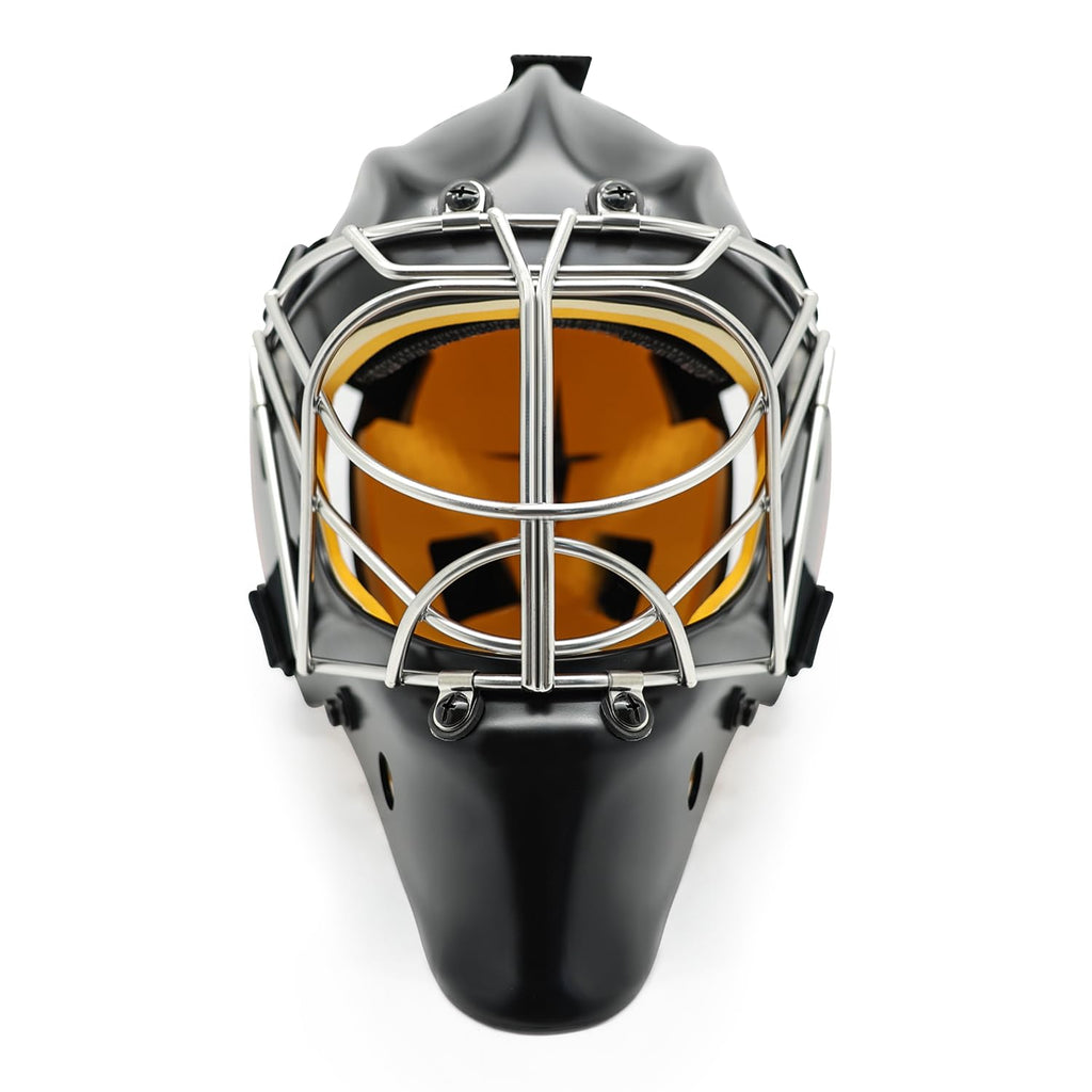 GY Hockey Helmet Combo with Facemask Senior Ice Hockey Goalie Helmet Adult/Cat-Eye Cage, Professional PC & ABS Shell/ 304 Stainless Steel Face Cage/Dual-Layer Lining
