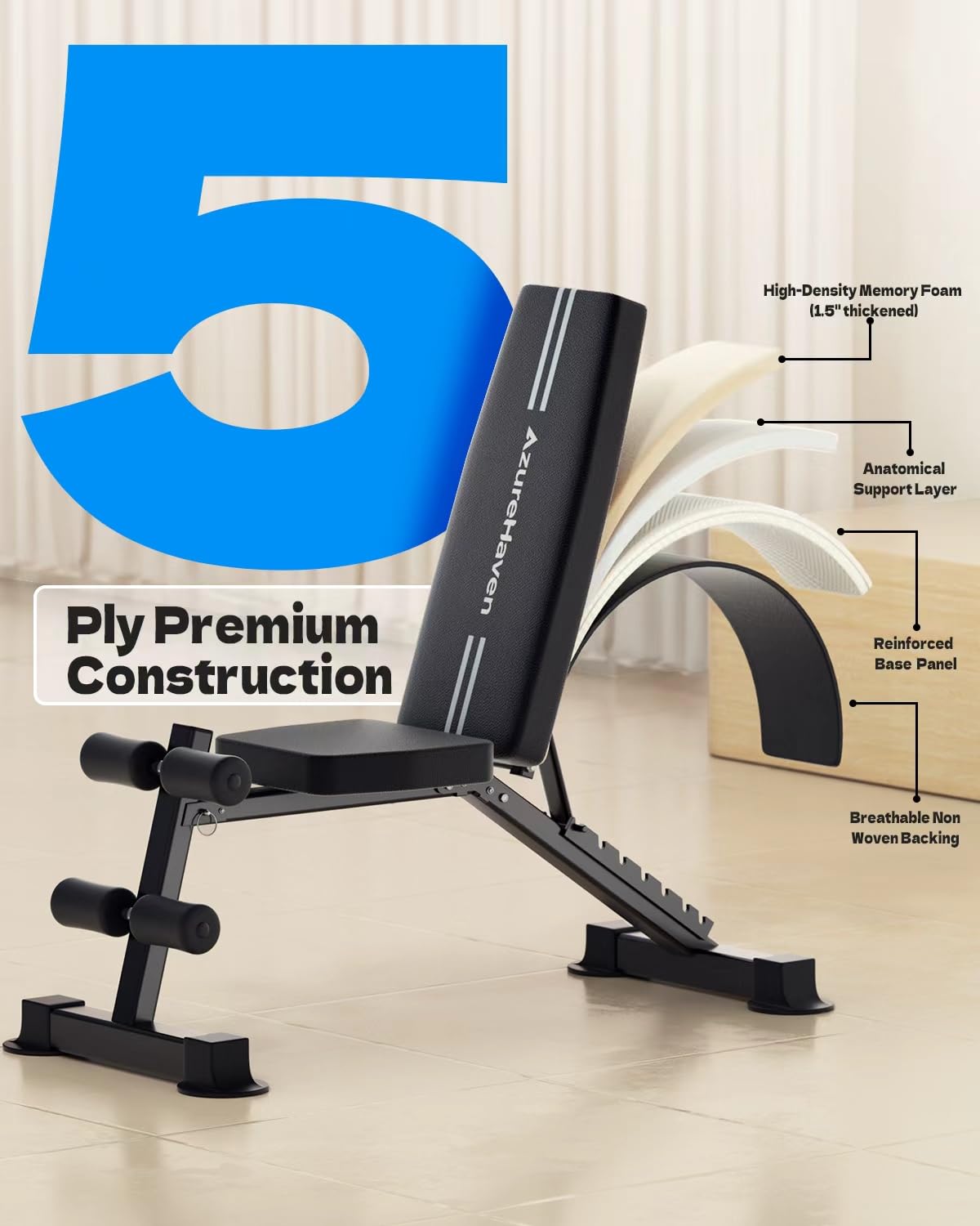 Adjustable Weight Bench, Foldable Incline Decline Flat Workout Bench for Home Gym Full Body Dumbbell Exercise, 660LBS Capacity