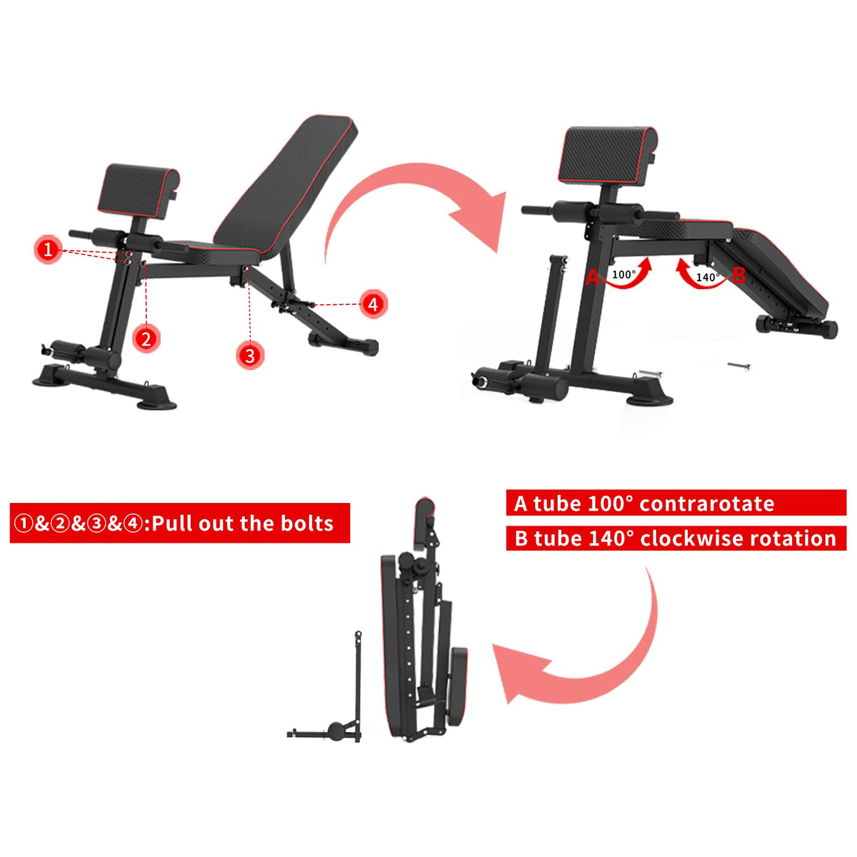 Z ZHICHI Adjustable Weight Bench multi-function Workout Bench for Home Gym,Foldable Incline Decline Benches for Full Body Workout 660LBS