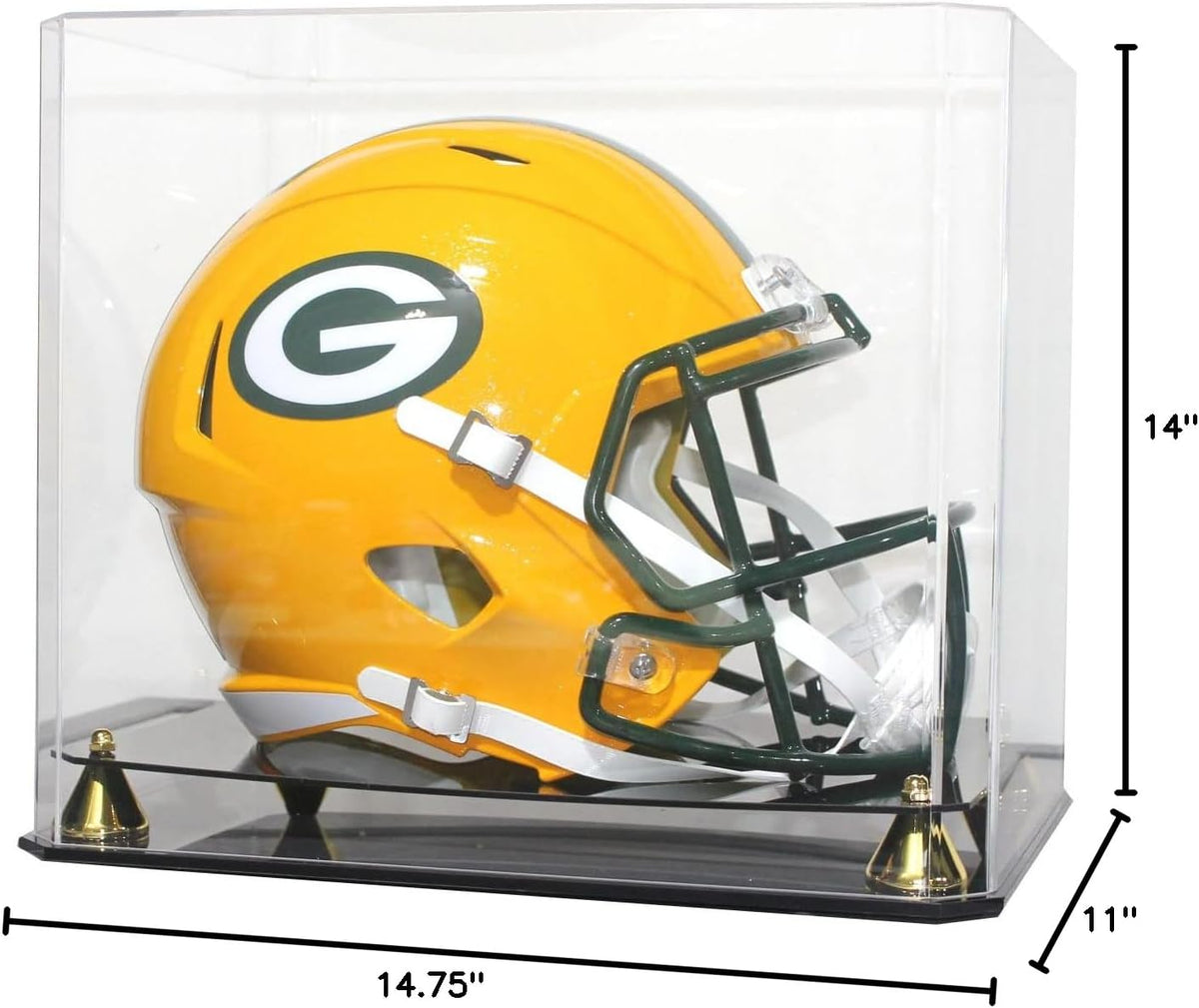 Pro Collector's Football Helmet Display Case Stand aslo fits Full Size Baseball, Ice Hockey, Motorcycle Helmets, One-Piece-Cover for Better Seal, Showcase with 98% UV Protection