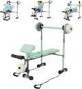 Kids Workout Equipment, Adjustable Kids Workout Bench with Preacher Pad & Leg Developer, Fillable Weight Plates for Home Gym Fitness & Exercise