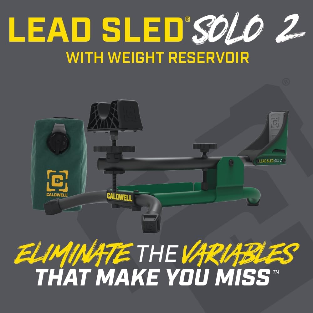 Caldwell Lead Sled Solo Shooting Rest with Offset Frame, Recoil Reducing Pad, Adjustable Front Rest, Heavy-Duty Steel, for Range Shooting, Hunting
