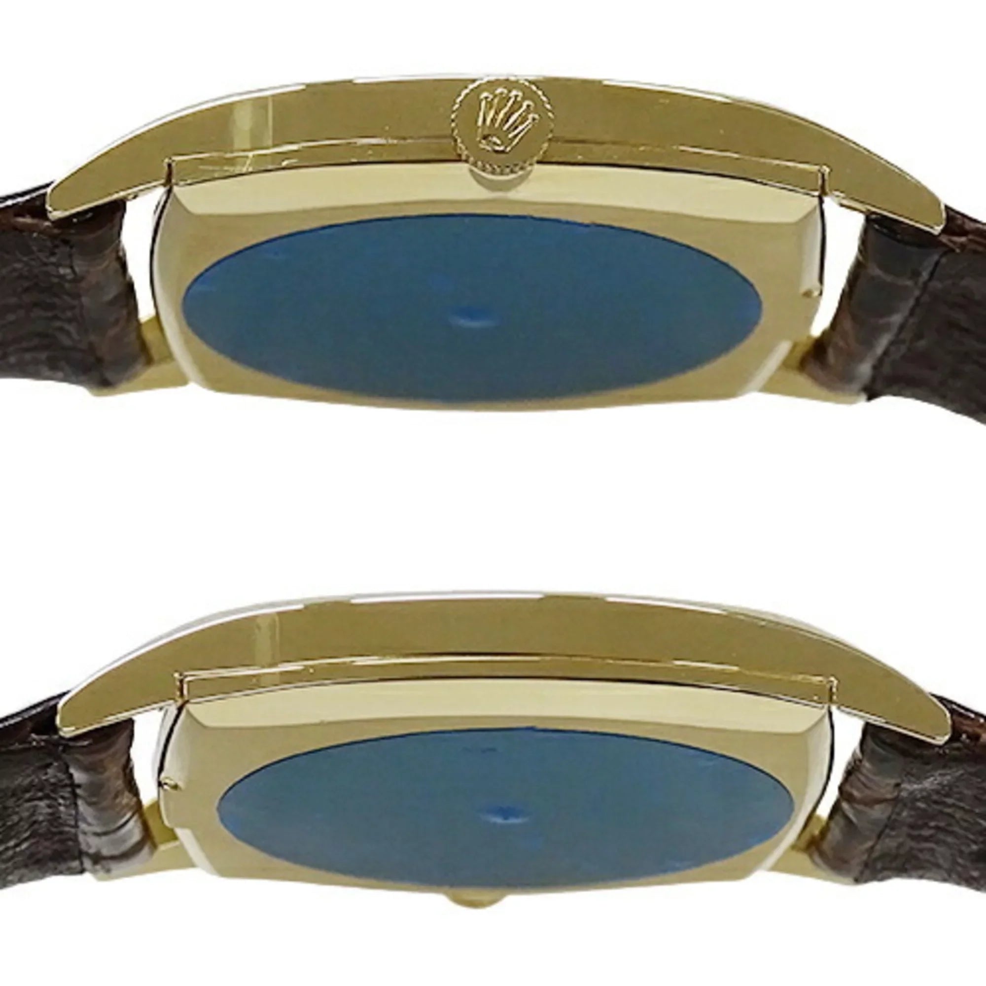 Authenticated Used ROLEX Cellini 3805 Cal.1600 watch People hand winding 750YG leather gold brown polished