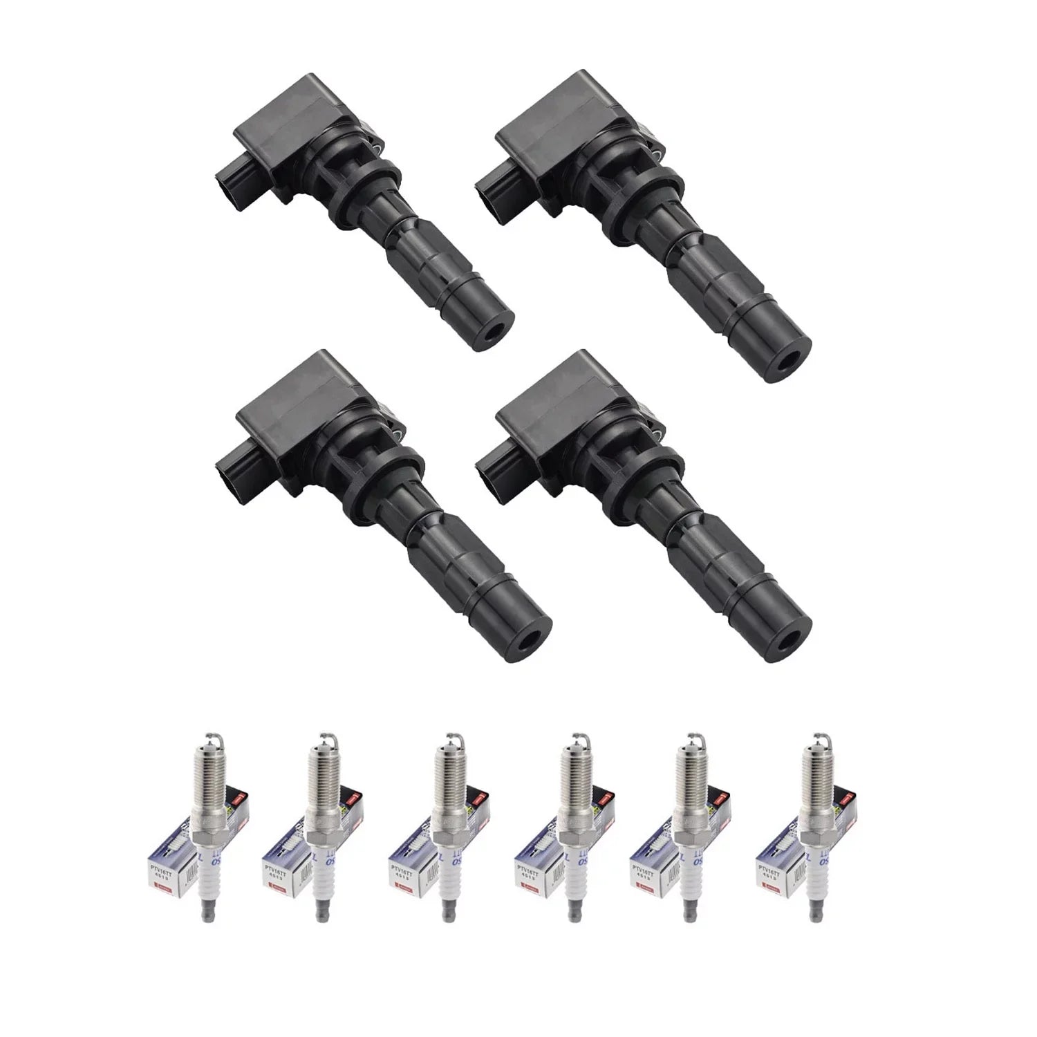ISA Ignition Coils and Denso Spark Plugs Compatible with 2008-2015 Mazda 3 2.3L Mazda 5 2.5L UF604
