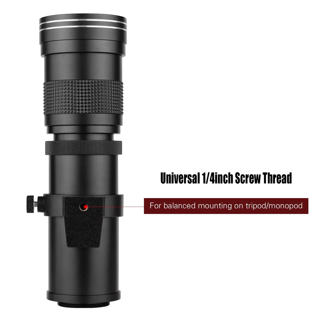 Suzicca Camera MF Super Telephoto Zoom Lens F/8.3-16 420-800mm T Mount with Adapter Ring Universal 1/4 Thread Gentlemen for Canon EF-Mount Cameras 80D 77D 70D 60D 60Da 50D 7D 6D 5D T7i T7s T6s T6
