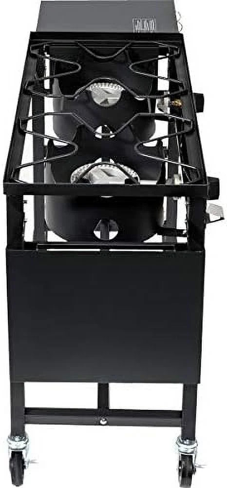 Outdoor Camping Propane Double Burner Stove 2 Folding Cook Cooking Station Stand Picnic BBQ Grill 58,000 BTU, Midnight