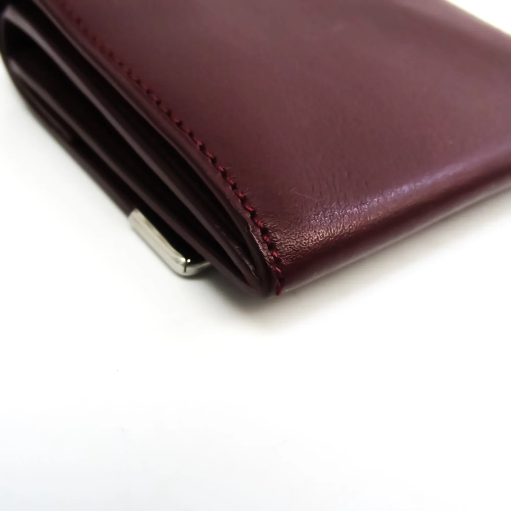 Pre-Owned Cartier Cabochon L3000570 Unisex Calfskin Coin Purse/coin Case Bordeaux (Good)