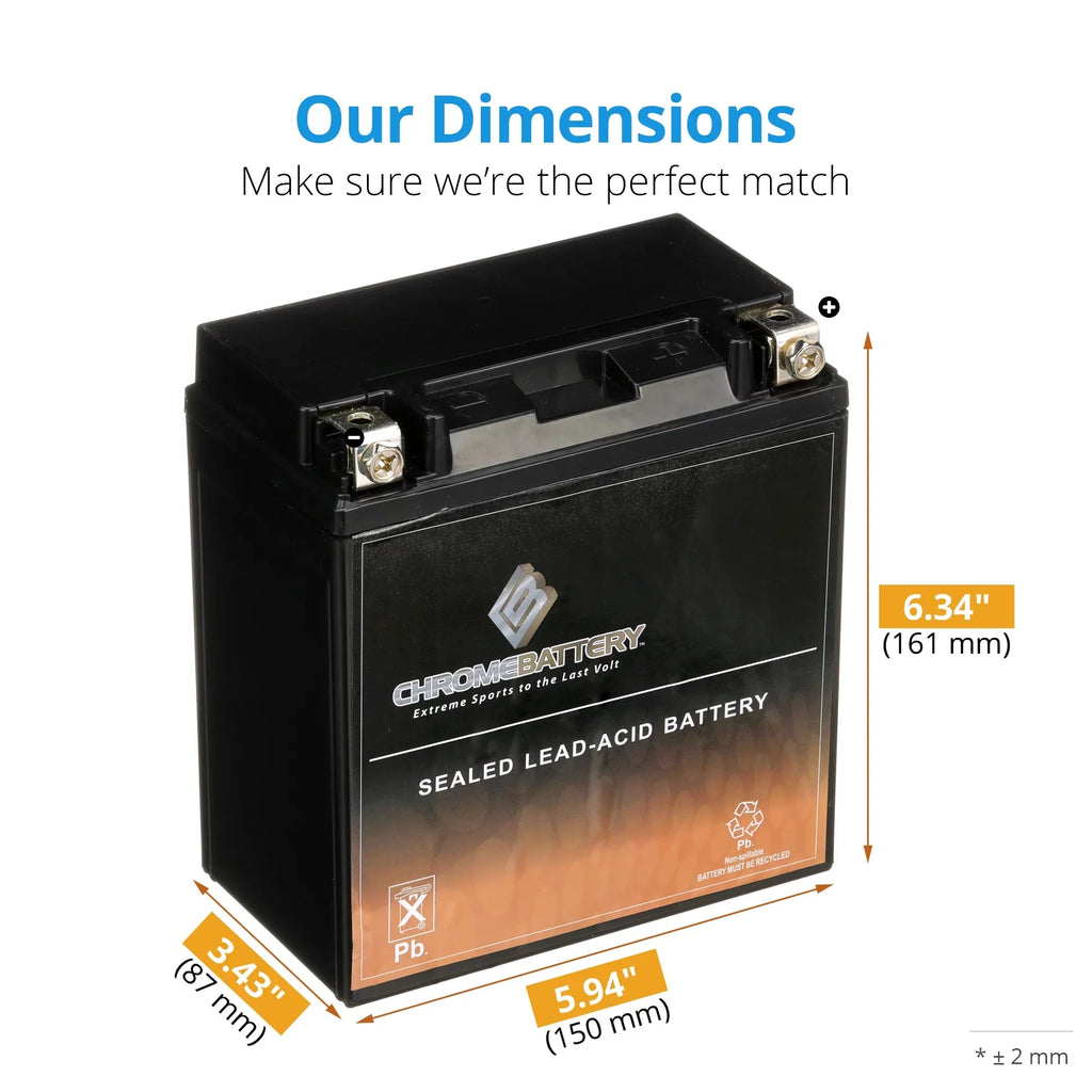 Chrome Battery YTX16-BS (16-BS 12 Volt,14 Ah, 230 CCA) Motorcycle Battery for Kawasaki 1600cc D Nomad 2009
