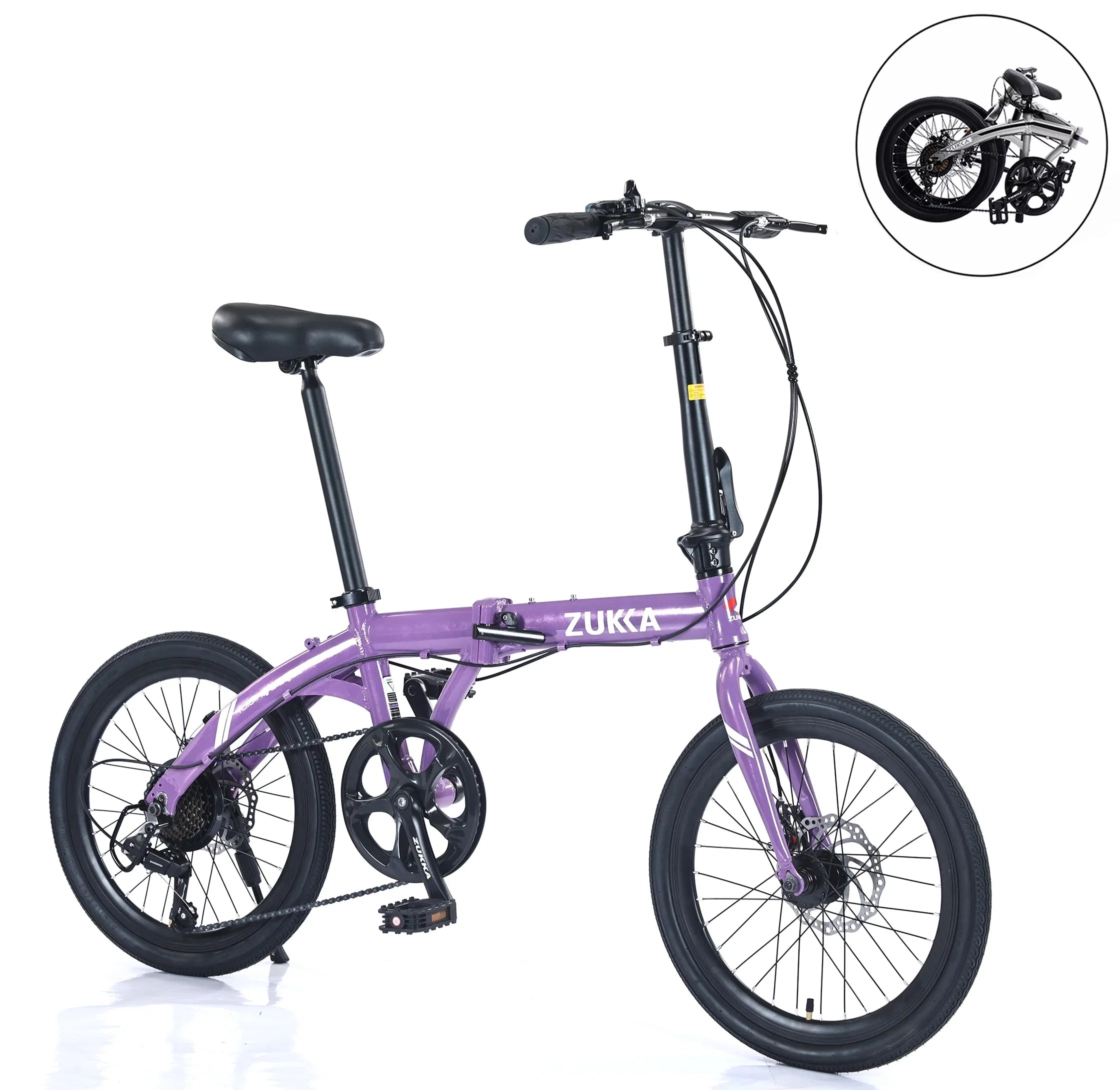 20" Folding Bike, 8 Speed City Bicycle, Aluminium Alloy Frame, Purple
