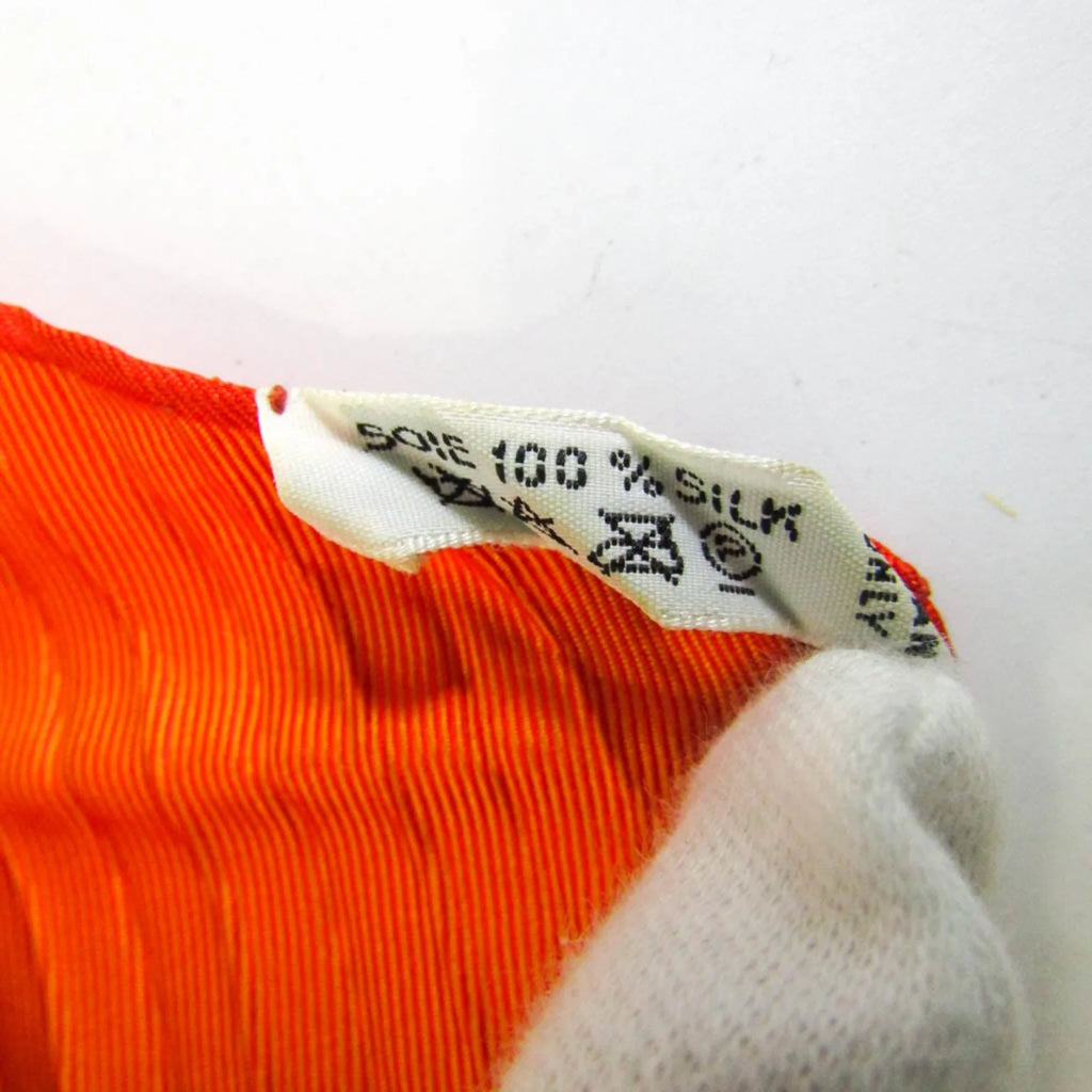 Pre-Owned Hermes Pleats Gentlemen Silk Scarf Orange (Good)