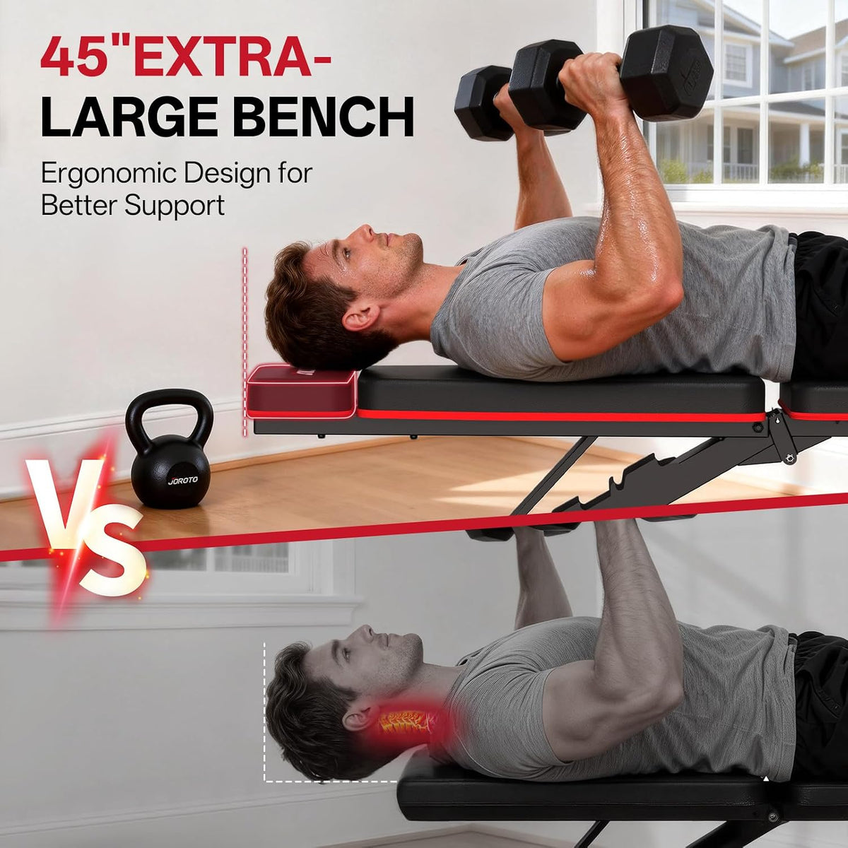 JOROTO Adjustable Weight Bench, Leg & Back Extension, Preacher Curl Bench
