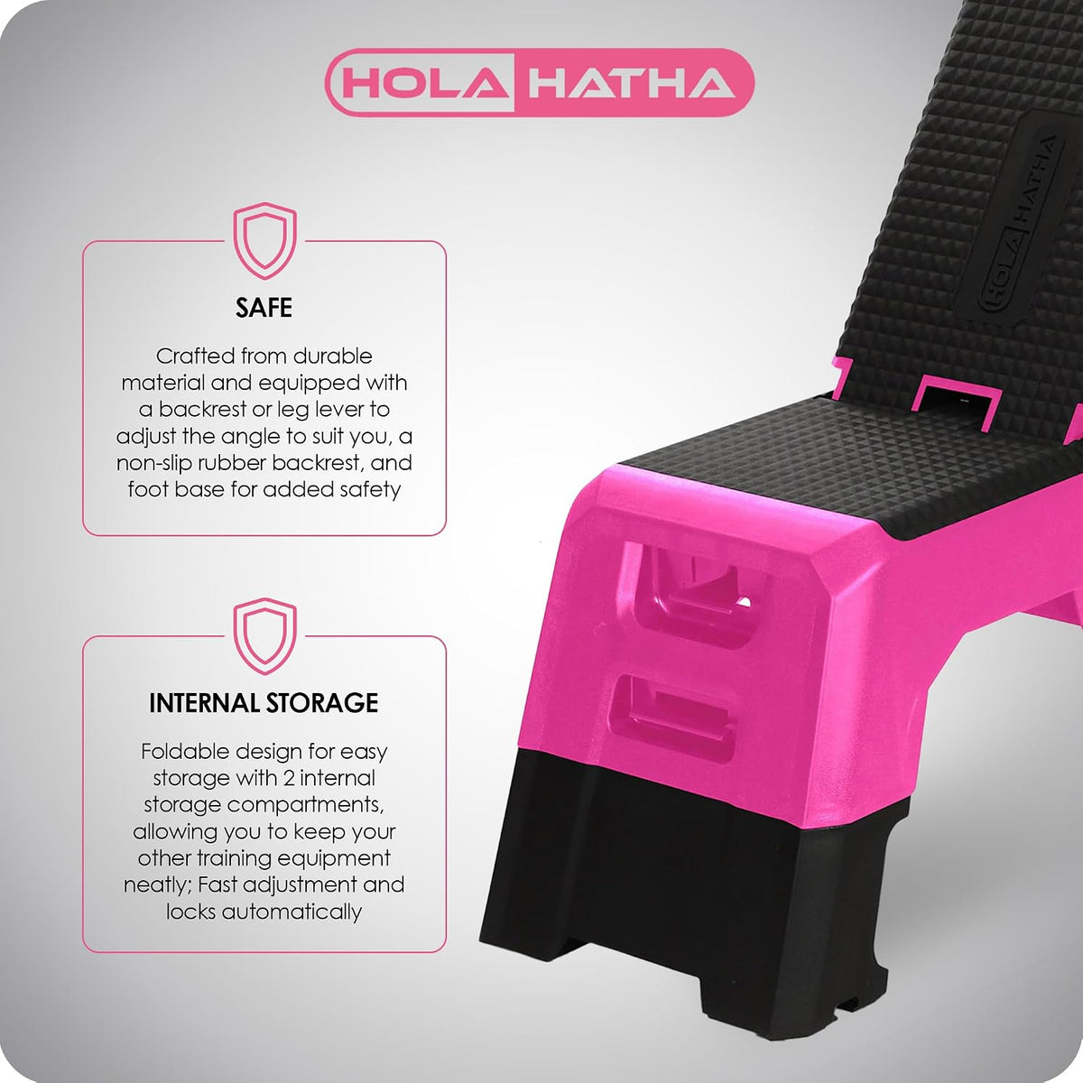 HolaHatha Compact Portable Aerobic Step Platform Exercise Fitness Equipment, Cardio Stepper with Adjustable Height for Home Gym