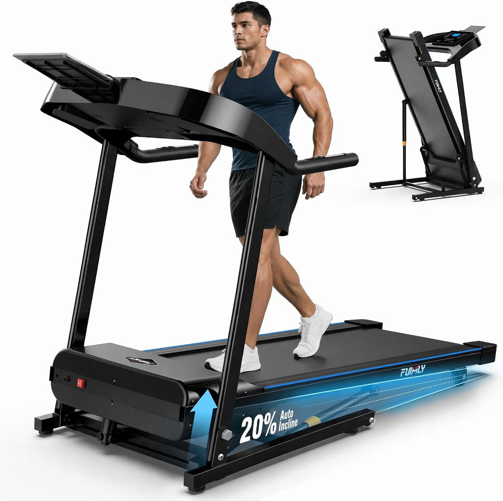 Treadmill with Auto Incline 0-20%, 4.5HP Heavy Duty Treadmill for Home, 400 lb Weight Capacity Folding Running Machine, Smart Data Monitoring/Shock Absorption/Large LED Display