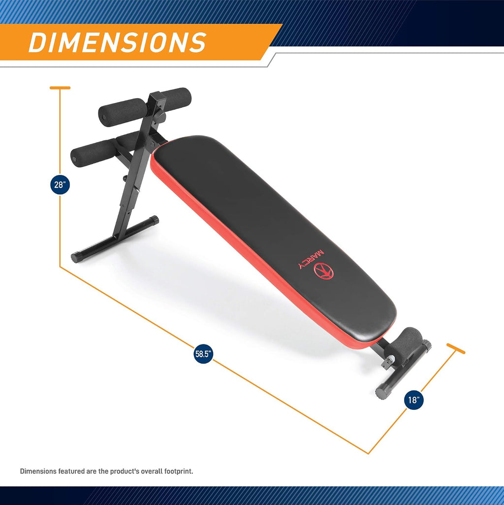Marcy Utility Slant Board With Headrest Folding Design Adjustable Positions SB-4606 Black/Red 29 x 18 x 59 Inches