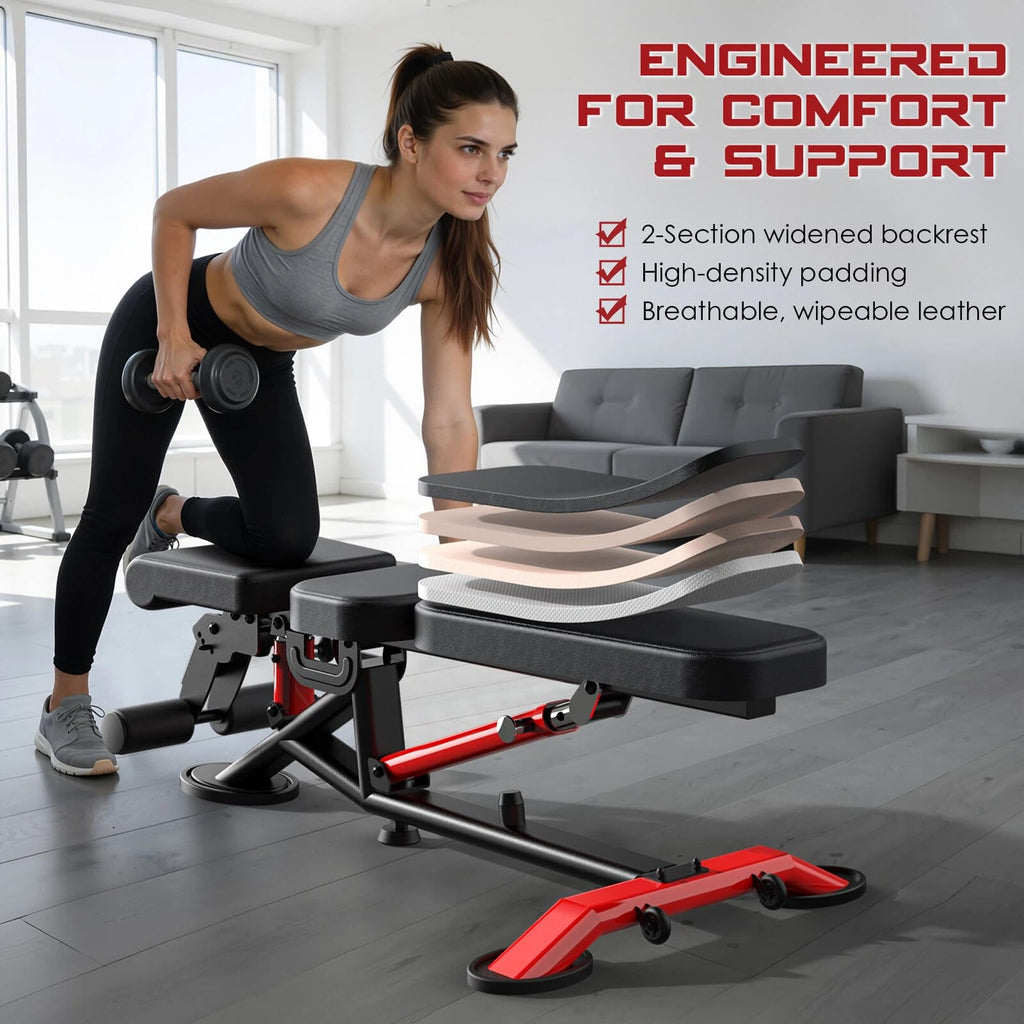 Commercial Adjustable Weight Bench, Heavy Duty 1800LBS
