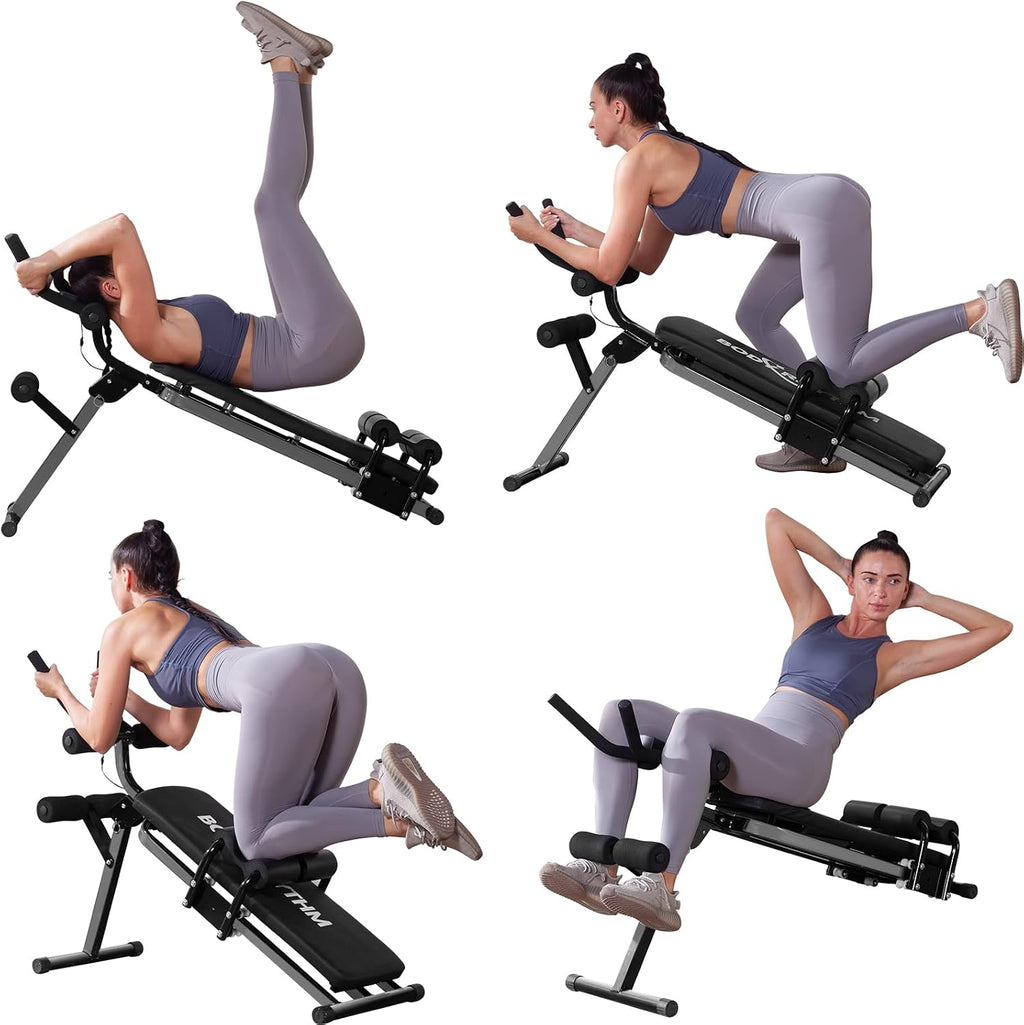 BODY RHYTHM Ab Workout Machine with LCD Monitor for Home Gym,Foldable Sit-Up Bench, Full Body Exercise Equipment for Leg,Thighs,Buttocks,Rodeo,Sit-up Exercise.
