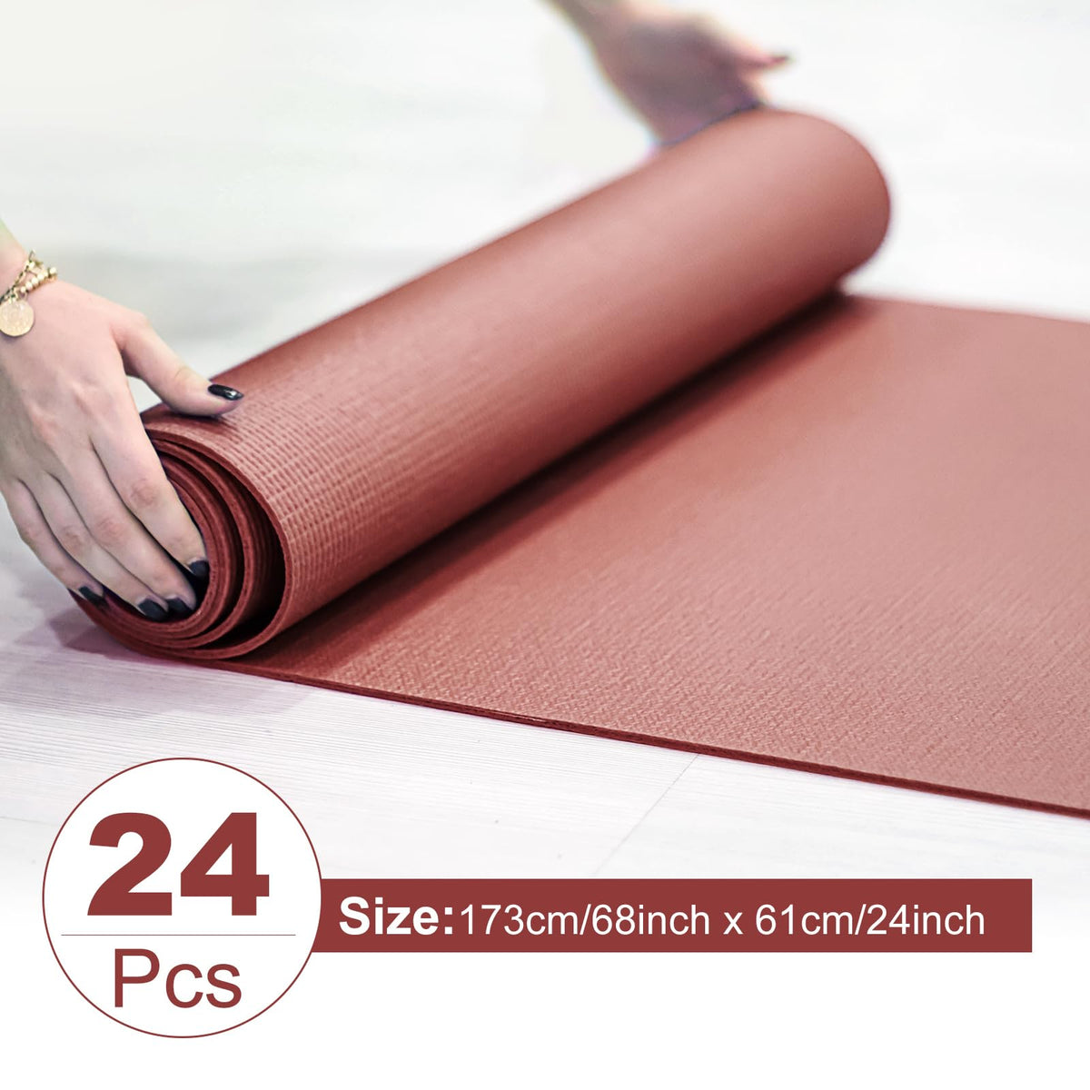 Funtery 3 mm Thin Yoga Mats Bulk, 68 x 24 in