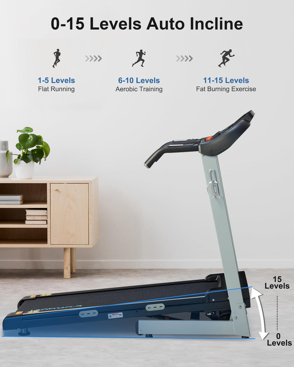 BORGUSI Treadmill with Auto Incline Folding Electric Treadmill for Home