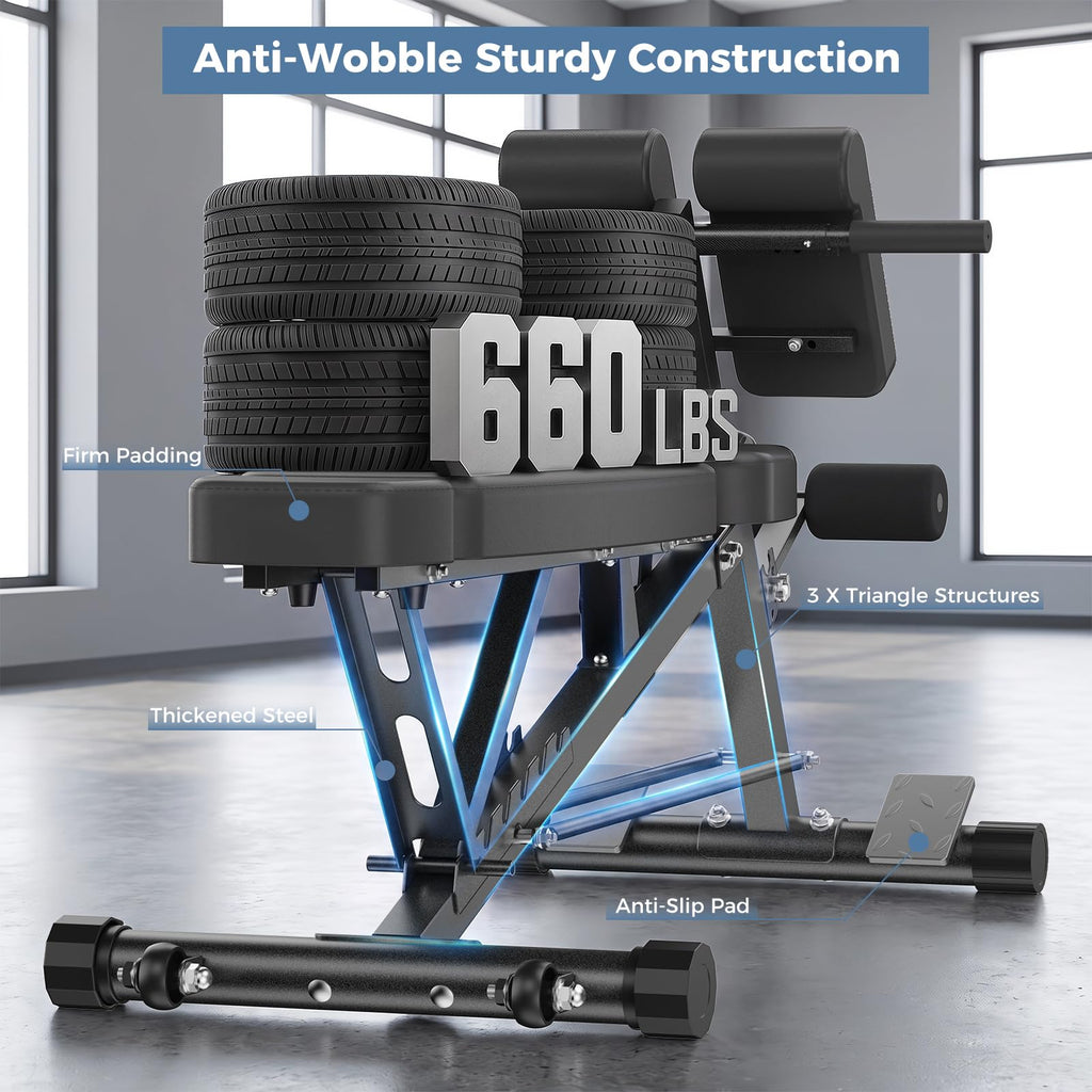 DUMOS Adjustable Weight Bench, 660 LBS Workout Bench Press with 2 Wheels