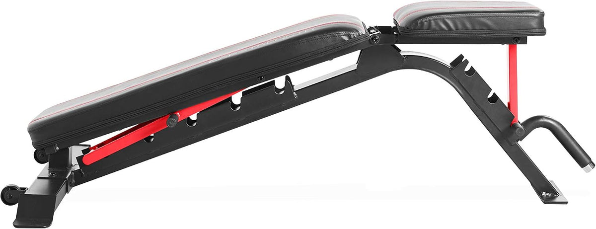 CAP Barbell Strength FID Workout Bench | Flat Incline Decline Positions, Black/Red