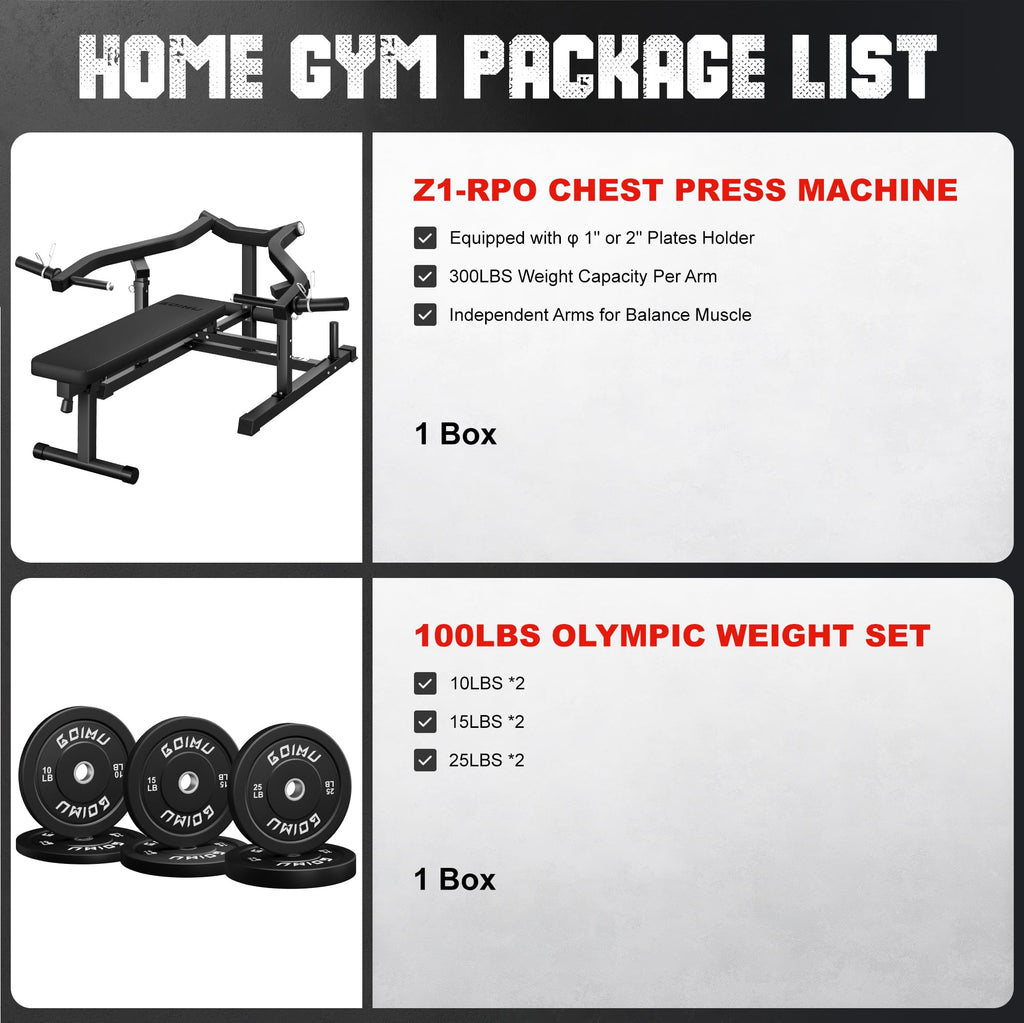 Chest Press Machine, GOIMU Z1-PRO Weight Bench Press Machine with Independent Arms, Adjustable Flat Incline Bench Press for Chest, AB Workout Home Gym Equipment