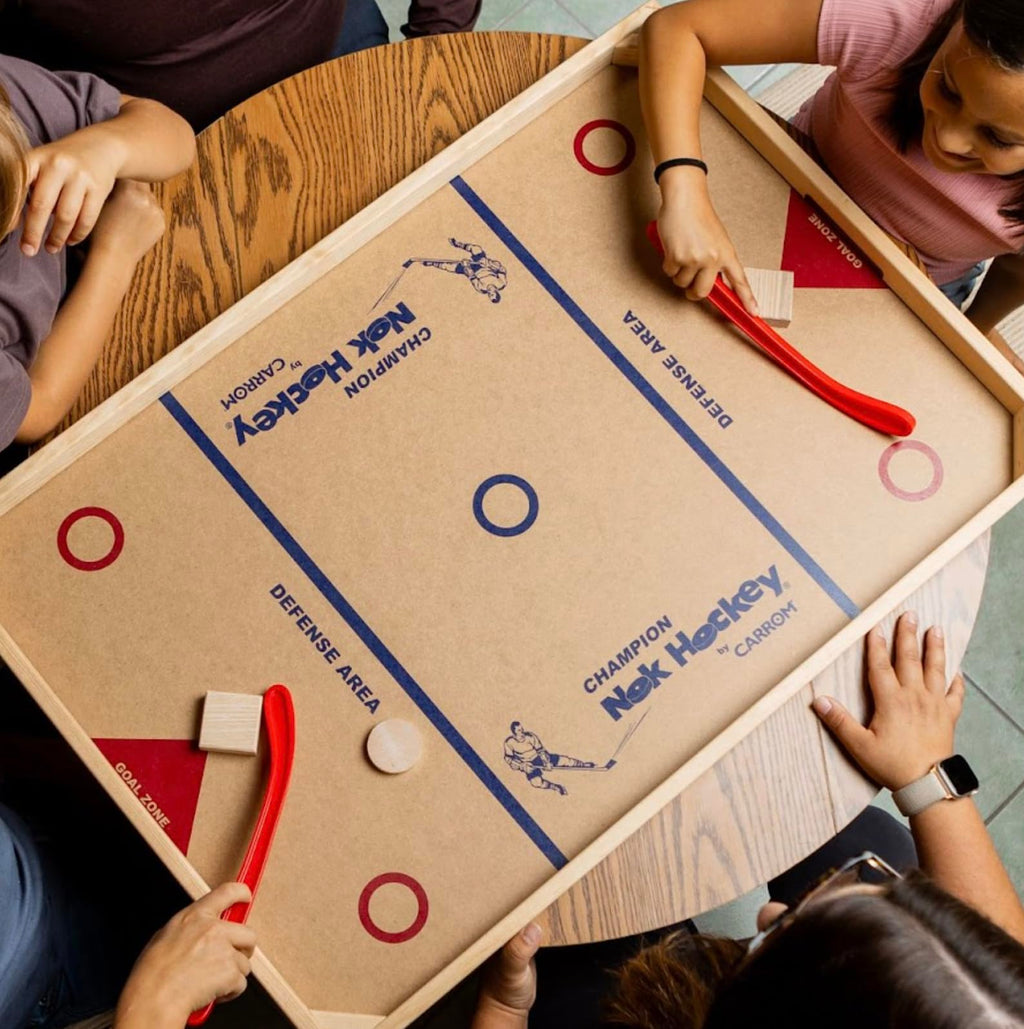 Carrom Champion Nok Hockey Game (Standard Size) â Wooden Board Games for Adults & Children â Indoor and Outdoor Games for Family â Sports Board Games