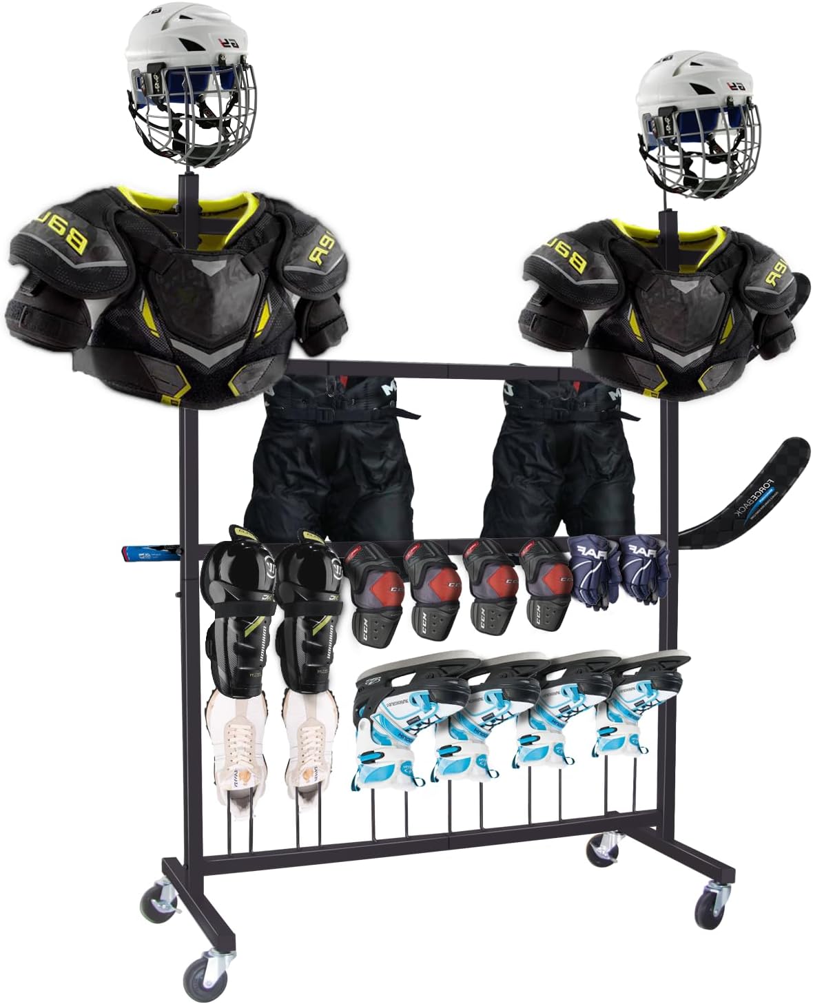Hockey Gear Drying Rack - Ice Hockey Stick Holder Field Hockey Equipment Dryer - Large Hockey Display Storage Rack Sports Metal Shelving Tree Stand for Lacrosse (Patent Protected)
