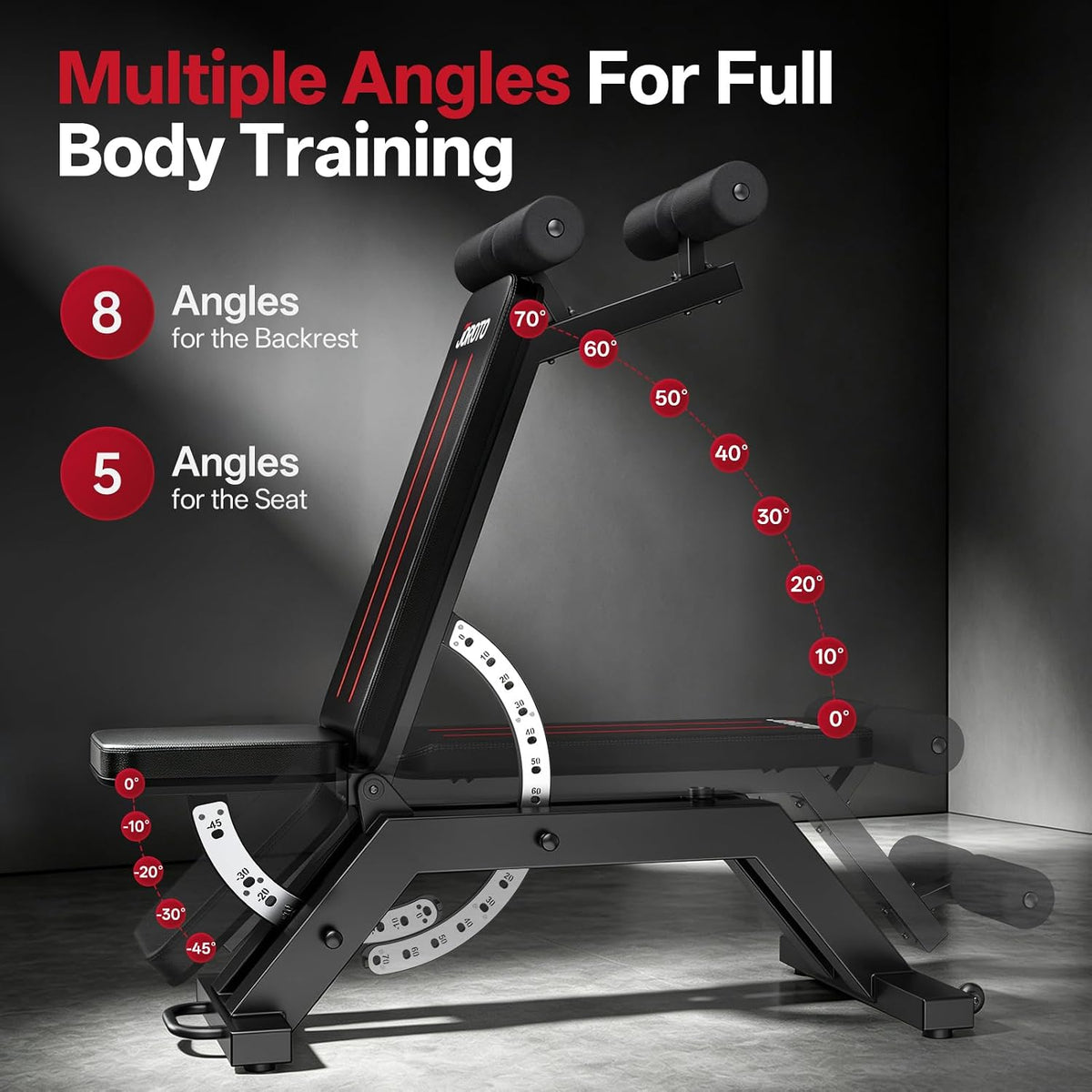 JOROTO Adjustable Weight Bench, Ab Sit Up Bench, 1800LBS Workout Bench