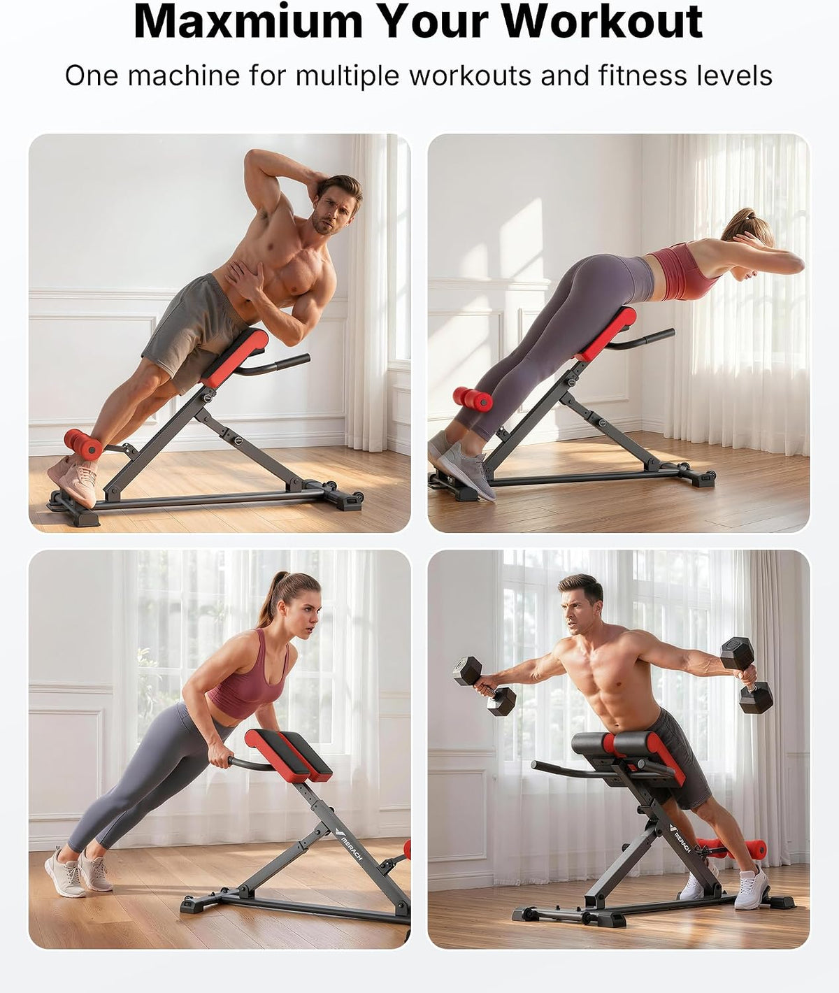 MERACH Back Extension Machine Roman Chair, Adjustable Foldable Bench