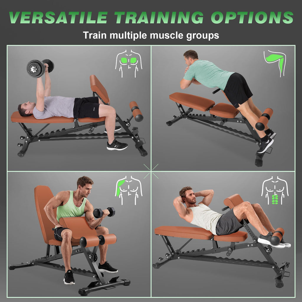 Adjustable Weight Bench for Home Gym 2.2 Inch Thick Pad
