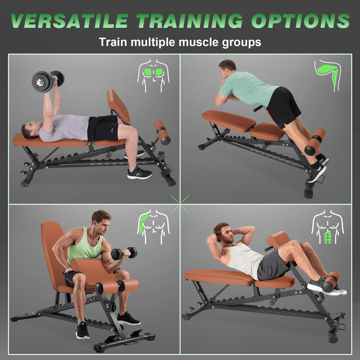 Adjustable Weight Bench for Home Gym 2.2 Inch Thick Pad