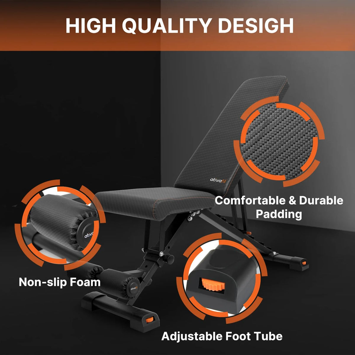 ATIVAFIT Adjustable Dumbbell Set with Workout Bench, 50/66/88 LB Pair with Quick Dial Adjustment & Safety Lock, Foldable Adjustable Weight Bench for Full Body Home Gym Strength Training, Space-Saving Fitness Equipment