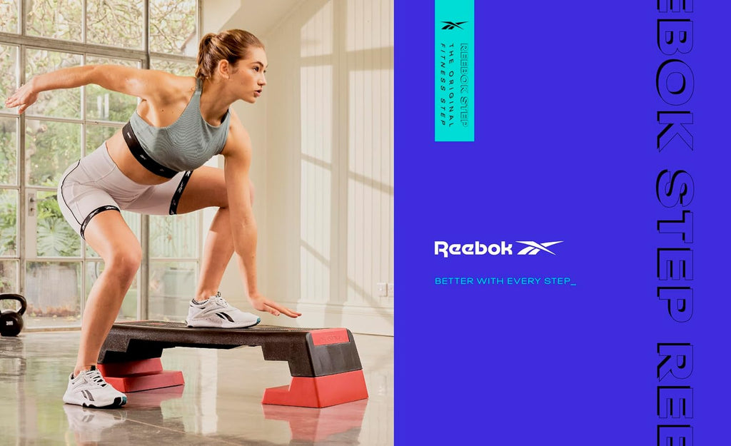 Reebok Fitness Multipurpose Adjustable Aerobic and Strength Training Workout Step Platform for HIIT, Cardio, and General Sessions