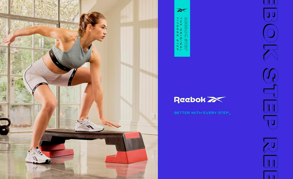 Reebok Fitness Multipurpose Adjustable Aerobic and Strength Training Workout Step Platform for HIIT, Cardio, and General Sessions