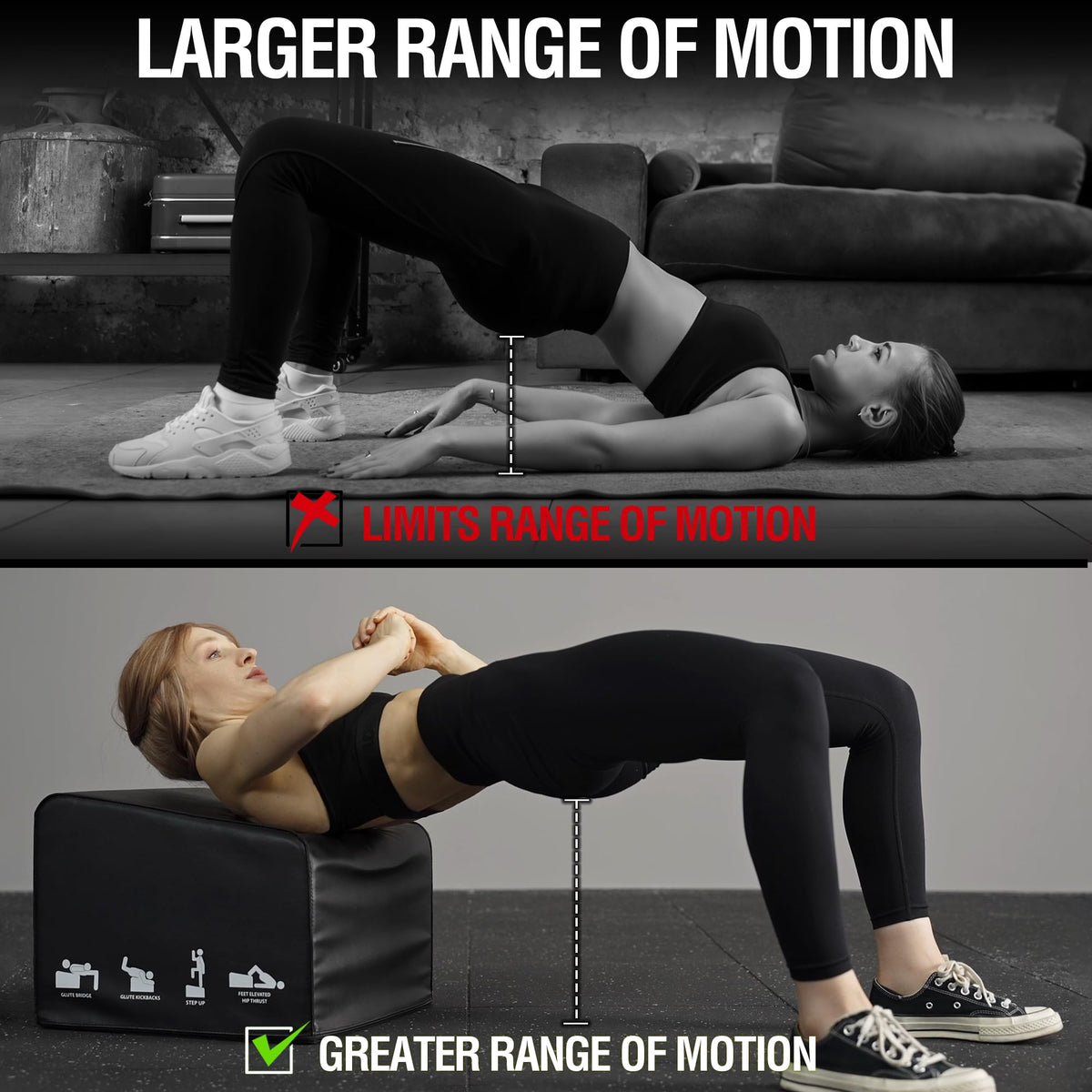 Mikolo Hip Thrust Bench, Hip Thrust Machine at Home for Glute Bridge, Multi-Functional Hip Thrust Box with Non-Slip, Glute Workout Equipment, 700LB Load Capacity, Core & Ab Strength Training
