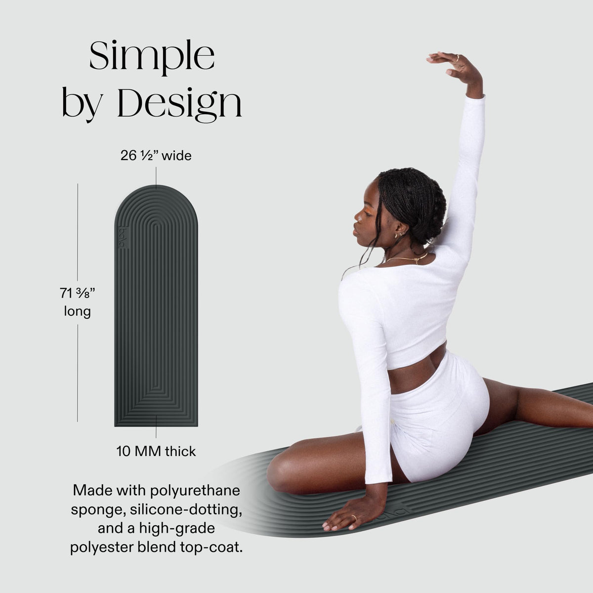 Bala The Plush Yoga Mat for Home Gym, Non-Slip Exercise Mat (10MM)